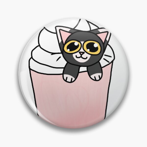 Item preview, strawberry crème Frappuccino cat designed and sold by sproutsofart.