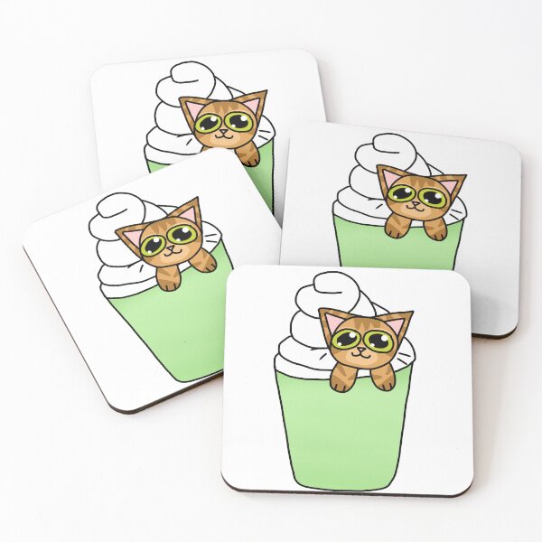 Item preview, matcha frappuccino cat designed and sold by sproutsofart.