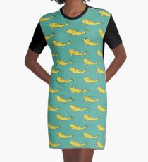 Yellow Fish Pattern Graphic T-Shirt Dress