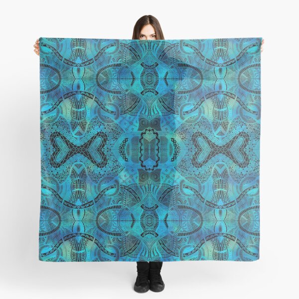 Loops Lagoon - Hand Drawn Zentangle Design Scarf