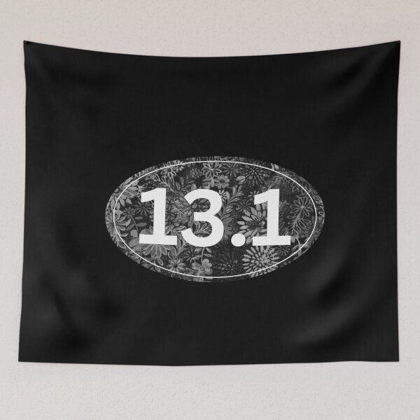 Item preview, Monochrome Floral, Half Marathon 13.1 designed and sold by LatterDaze.