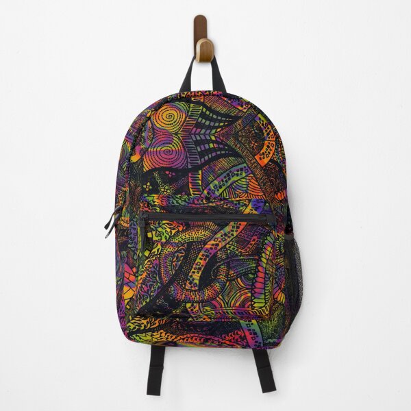 Item preview, Black Loops Over Trippy Rainbow Zentangle Art designed and sold by ThatsJustJilly.