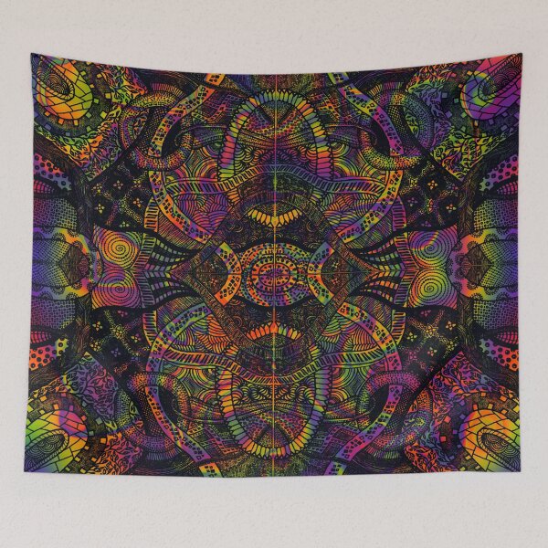 Item preview, Black Loops Over Trippy Rainbow Zentangle Art designed and sold by ThatsJustJilly.