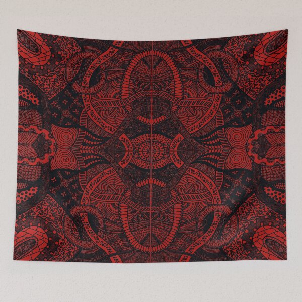 Item preview, Back Loops Over Red Intense Zentangle Design designed and sold by ThatsJustJilly.