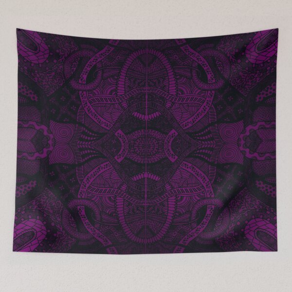 Item preview, Black Loops Over Deep Dark Purple Intricate Zentangle Designs  designed and sold by ThatsJustJilly.