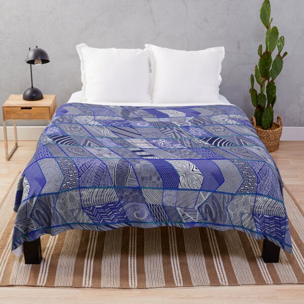 Item preview, Zentangle Abstract Lineart Grid; Blue Over Aloe designed and sold by ThatsJustJilly.
