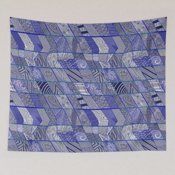 Item preview, Zentangle Abstract Lineart Grid; Blue Over Aloe designed and sold by ThatsJustJilly.