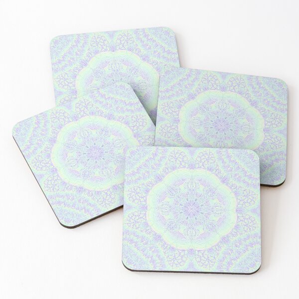 Item preview, Fractal Kaleidoscope Symmetrical Zendoodle; Greens & Purple Over White designed and sold by ThatsJustJilly.