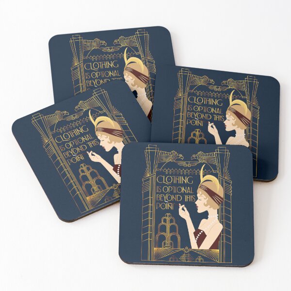 Item preview, Clothing is optional Art Deco Style print designed and sold by EmmiFoxDesigns.