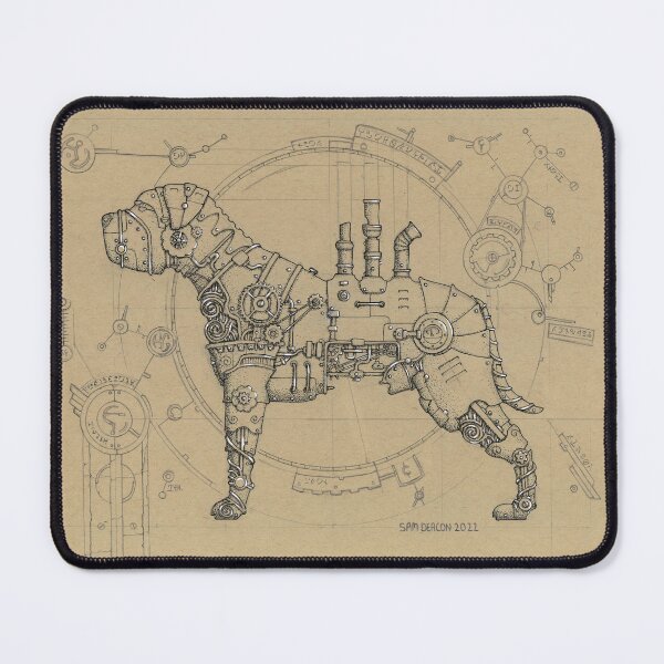 Item preview, Steampunk Bullmastiff Dog Ink Drawing designed and sold by Sam Deacon Art.