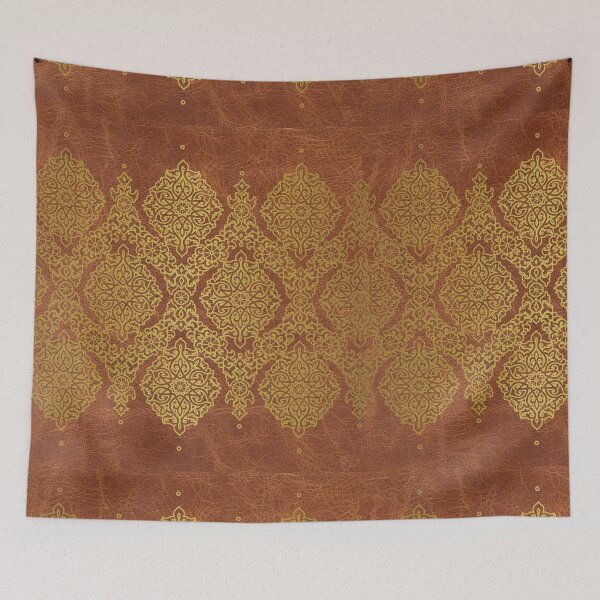 Item preview, Leather and Lace..Tan leather and gold mandala lace designed and sold by ditzy-designs.