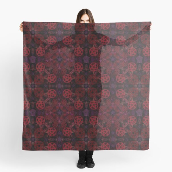 Red Witchy Vibes Pentacle Pattern Scarf