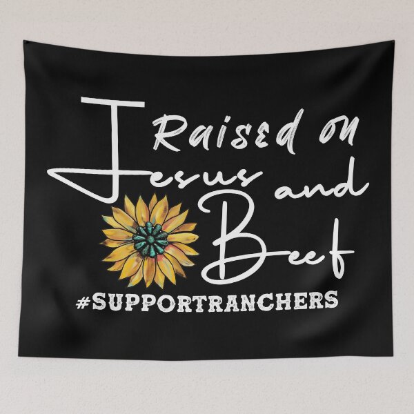 Item preview, Support Ranchers - Raised On Jesus And Beef designed and sold by handsoftime2020.