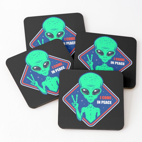 Item preview, I Come in Peace Little Green Alien UFO Meme designed and sold by fomodesigns.