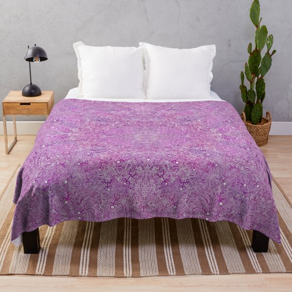 Fuchsia and Magenta Abstract Dancing Men Stick Figure Pattern Throw Blanket