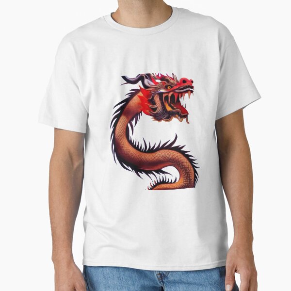 Red and Gold Chinese Dragon with Translucent Background Classic T-Shirt
