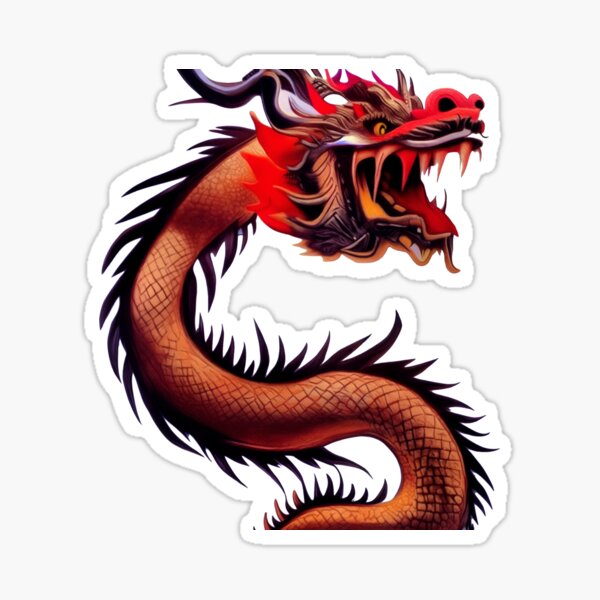 Red and Gold Chinese Dragon with Translucent Background Sticker