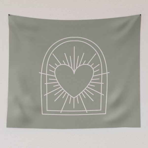 Item preview, Cosmic Aesthetic Cute Indie Heart Design Love Power Sage Green designed and sold by scorpiolane.