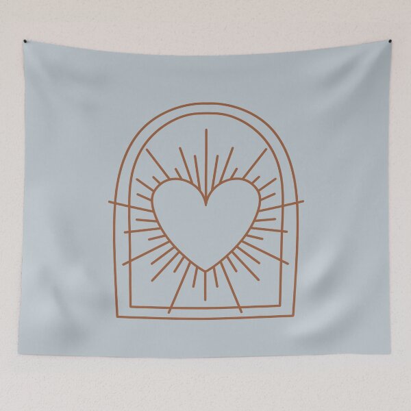 Item preview, Cosmic Aesthetic Cute Indie Heart Design Love Power Gray Blue & Brown designed and sold by scorpiolane.