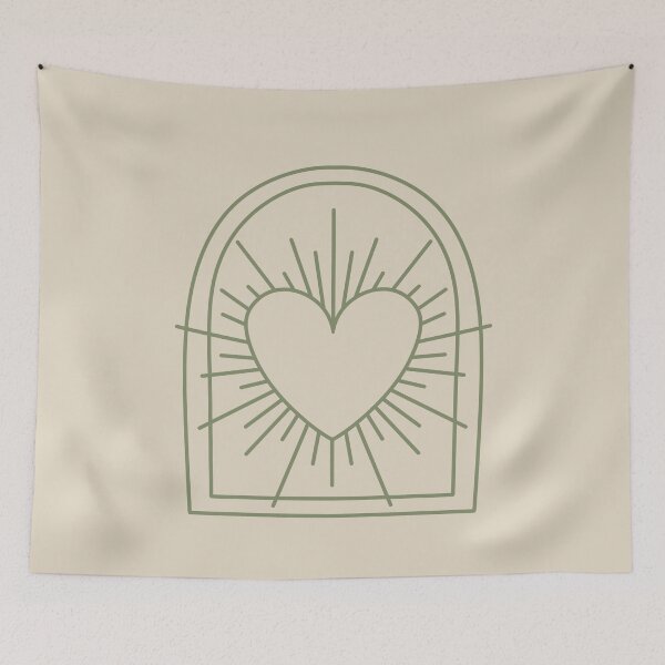 Item preview, Cosmic Aesthetic Cute Indie Heart Design Love Power Green & Muted Yellow designed and sold by scorpiolane.