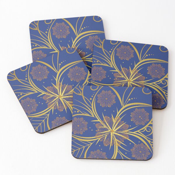 Item preview, Dark Blue and Gold Lotus Foil Flower's designed and sold by Shaloj.