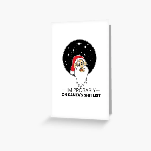 Funny Rude Offensive Naughty List Ho Personalized Christmas Card - Red  Heart Print