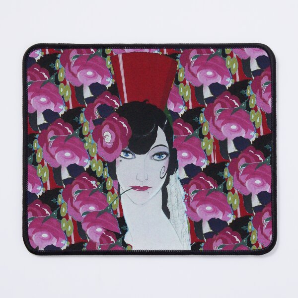 Item preview, SPANISH WOMAN HEAD WITH PINK FUCHSIA ROSES Art Deco designed and sold by BulganLumini.