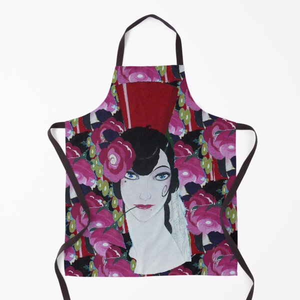 Item preview, SPANISH WOMAN HEAD WITH PINK FUCHSIA ROSES Art Deco designed and sold by BulganLumini.