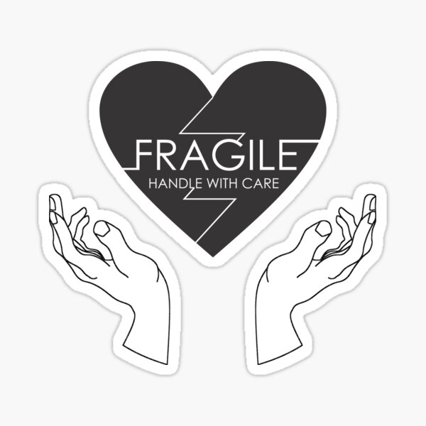 "Cracked Fragile Heart handle with care (light background)" Sticker