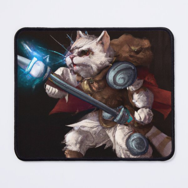 Item preview, Kern the Cat, spear in battle (Fantasy) designed and sold by thecatandkettle.