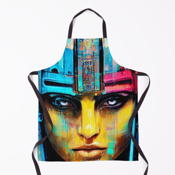 Item preview, Futuristic Aztec Queen painting Woman Power designed and sold by blackdogshop.