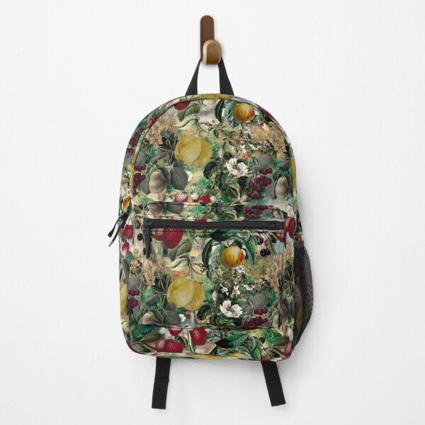 Item preview, Vintage fruit garden pattern, strawberries, vintage botanical, fruit pattern, yellow floral illustration designed and sold by ZeinabTaha.