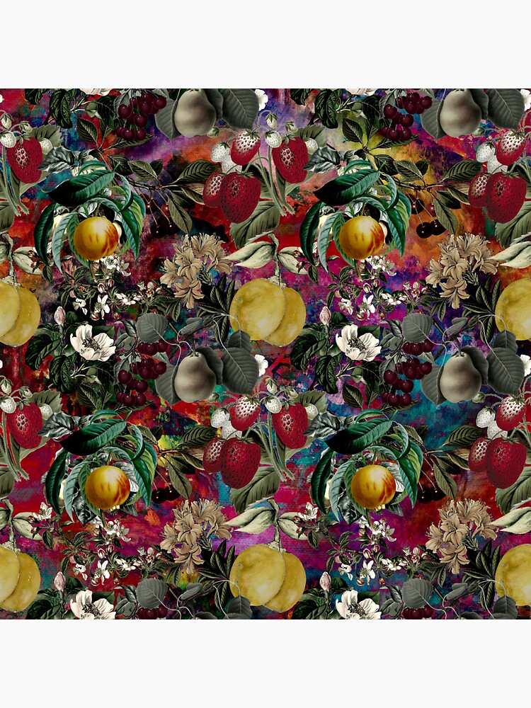 "Vintage fruit garden pattern, strawberries, vintage botanical, fruit