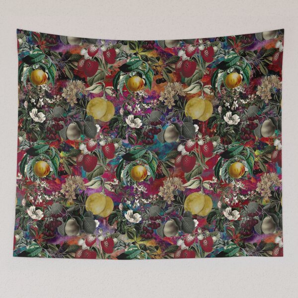 Item preview, Vintage fruit garden pattern, strawberries, vintage botanical, fruit pattern, multicoloured red floral illustration   designed and sold by ZeinabTaha.