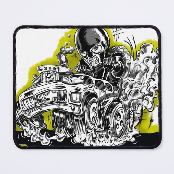 Item preview,  Balaclava wearing Hard Road Driving Hot rod crazy man  on yellow  designed and sold by SilentlyRob668.