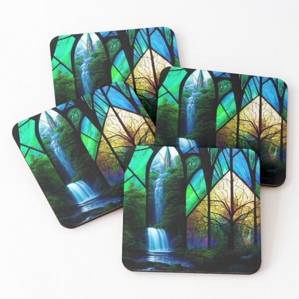 Item preview, Stained Glass Forest Falls designed and sold by fairytailsaiart.