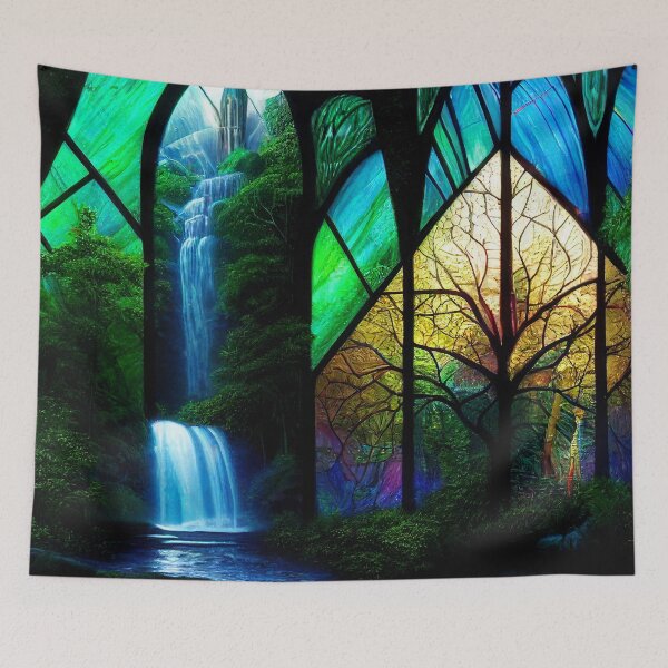 Item preview, Stained Glass Forest Falls designed and sold by fairytailsaiart.