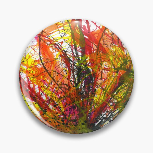 Item preview, Tapping In To The Energy Fields Of Life #643 Bold Unique Vibrant Hand-painted OOAK Original Abstract Painting Detail 2 In Red Orange Yellow Fuchsia Pink Inspired By Flora Floral Botany Boho Pattern designed and sold by Rainbow Artist Orlando L.
