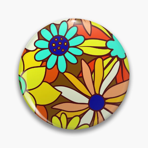 Item preview, 1960's Retro Flower Pattern In Yellow, Aqua, Red designed and sold by DEC02.
