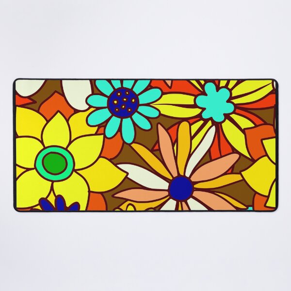 Item preview, 1960's Retro Flower Pattern In Yellow, Aqua, Red designed and sold by DEC02.
