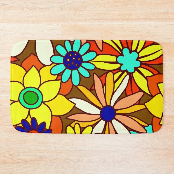 Item preview, 1960's Retro Flower Pattern In Yellow, Aqua, Red designed and sold by DEC02.