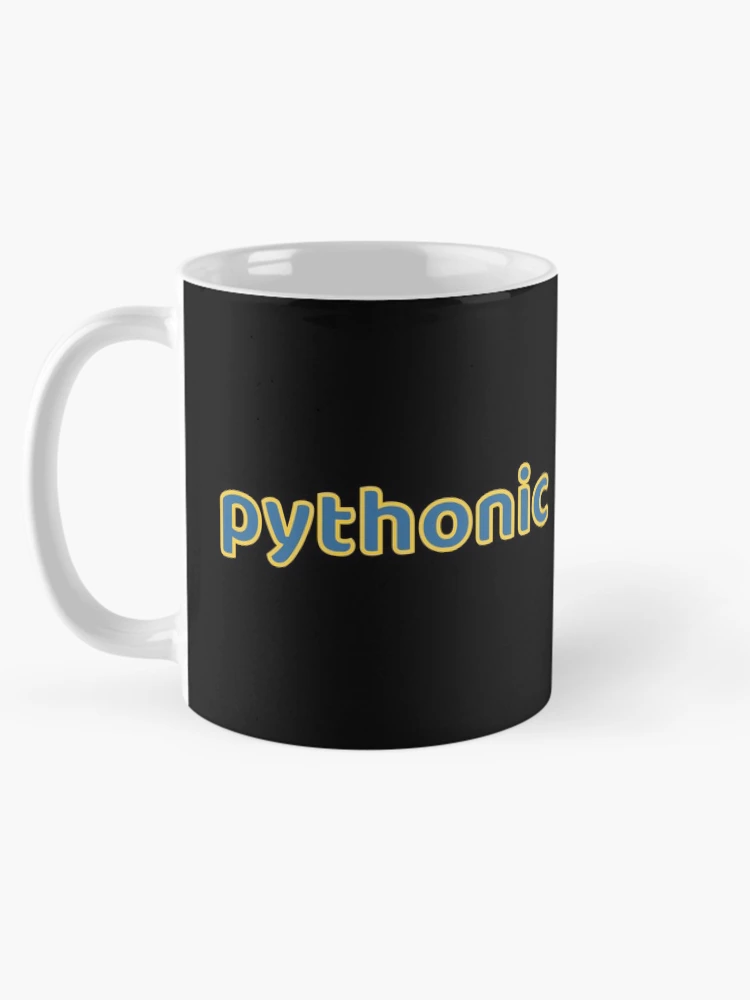 Thumbnail 5 of 6, Coffee Mug, Pythonic - Python Programmer Blue/Yellow Text Design designed and sold by geeksta.
