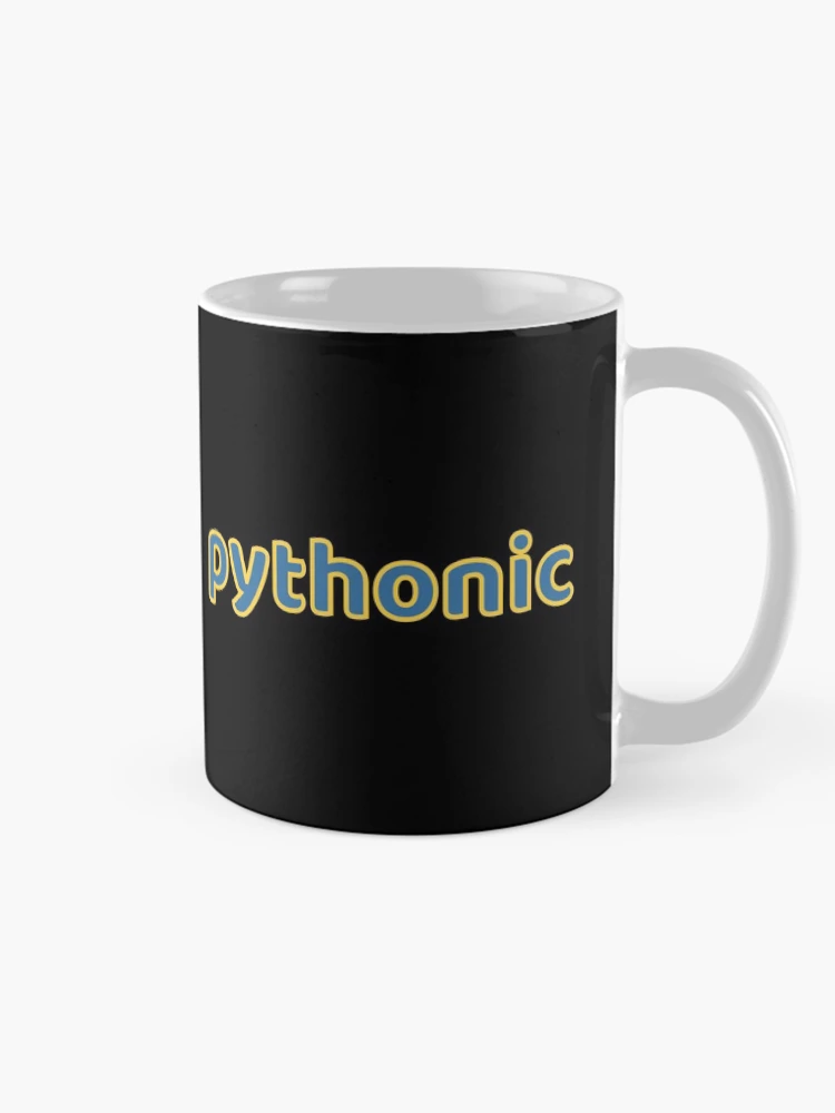 Thumbnail 3 of 6, Coffee Mug, Pythonic - Python Programmer Blue/Yellow Text Design designed and sold by geeksta.