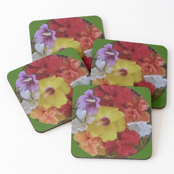 Item preview, Multi-colored hibiscus flowers designed and sold by LeJeuneGifts.