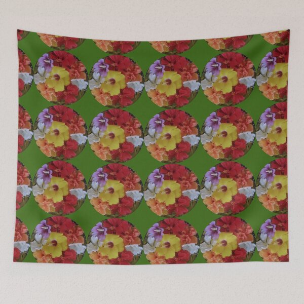 Item preview, Multi-colored hibiscus flowers designed and sold by LeJeuneGifts.