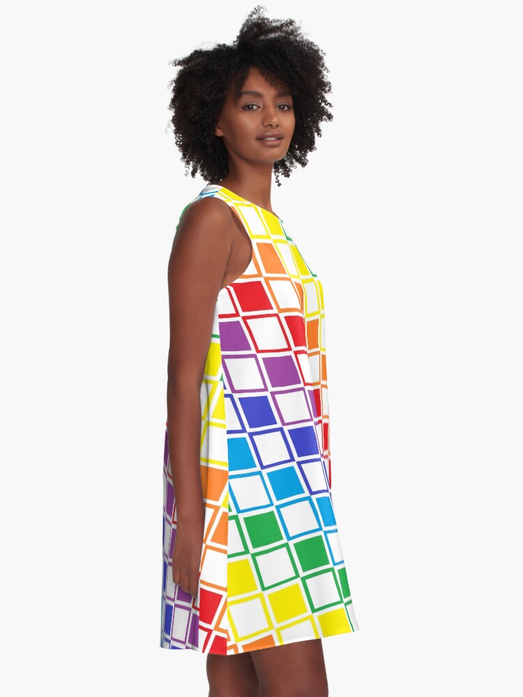 White rainbow clearance dress