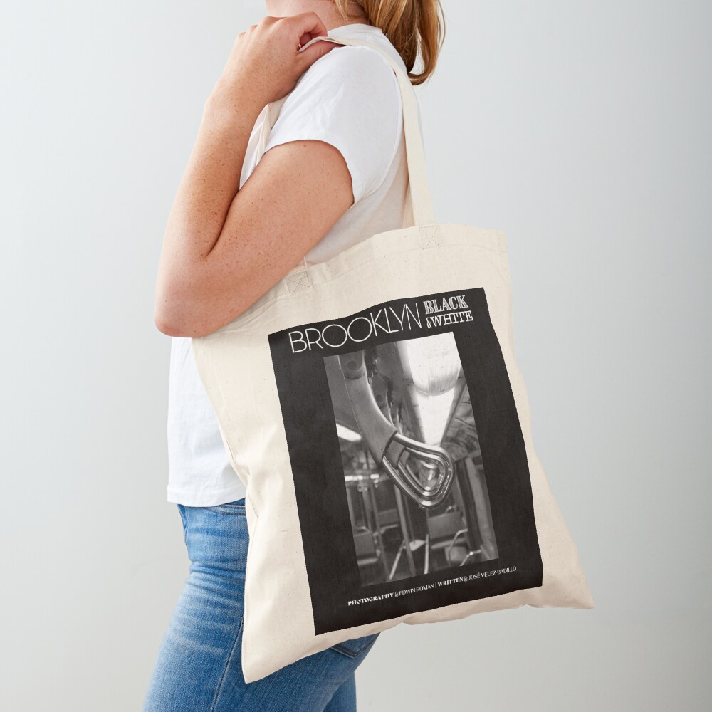 Brooklyn: Black and White Vintage Straphanger Tote Bag