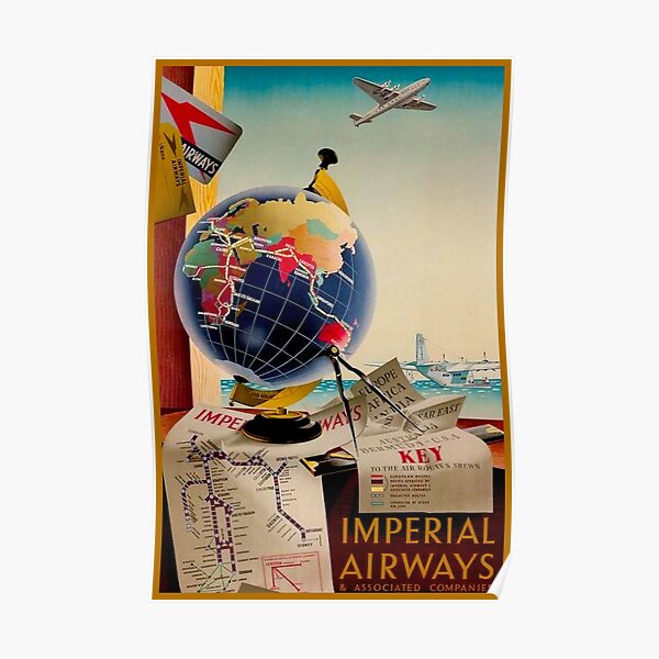 IMPERIAL AIRWAYS : Vintage Airline Advertising Print Poster