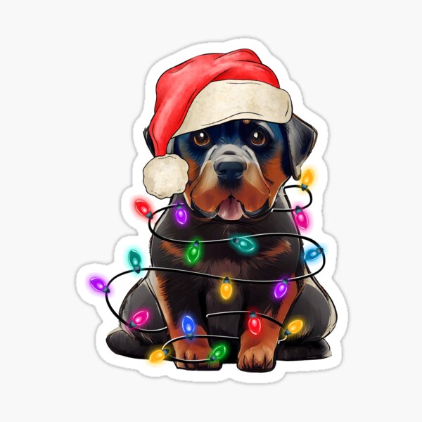 "Rottweiler christmas tree lights" Sticker for Sale by vuhieustore