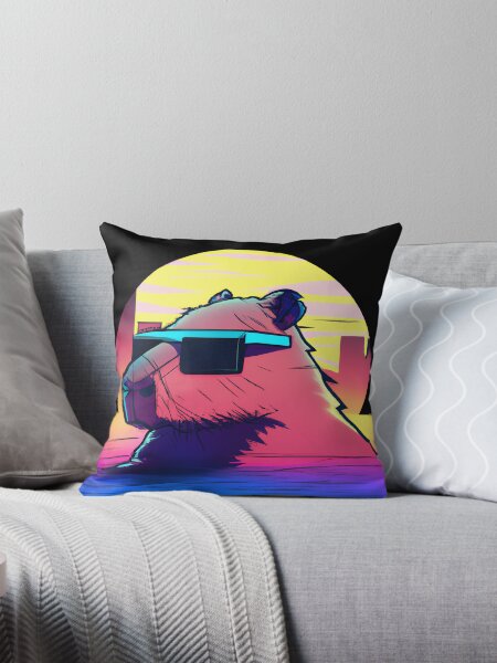 Vista previa del artículo con la obra «Capibara con gafas de sol al atardecer porque es genial», diseñado y vendido por winterswinner.